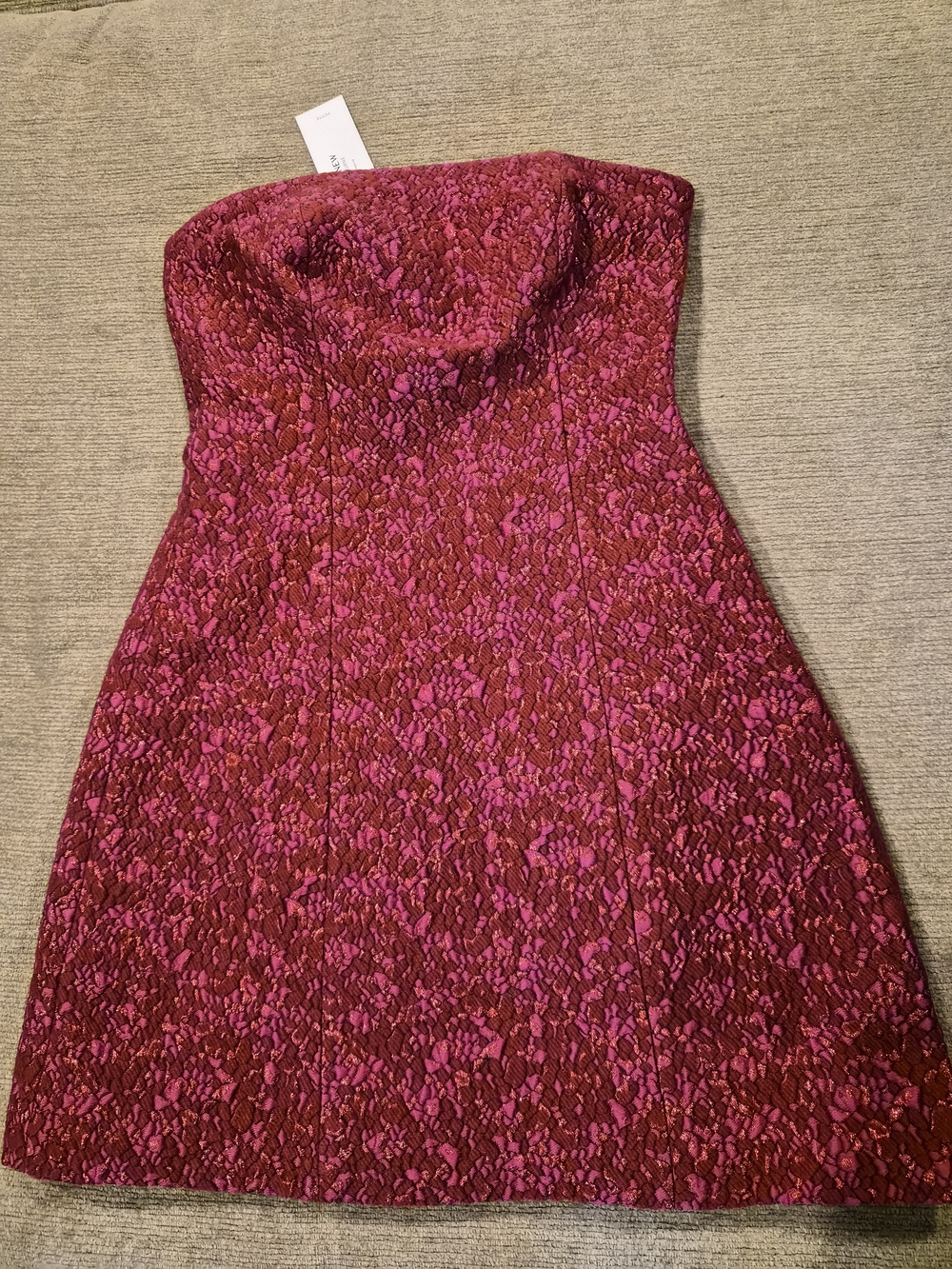 Ever New Strapless Berry Pink Textured Floral Dress